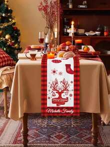 Taplak Meja Natal Kustom yang Dipersonalisasi, Taplak Meja Dekorasi Pesta Liburan Motif Amerika, Taplak Meja dengan Tata Letak Kreatif, Taplak Meja Natal, Hadiah Keluarga, Hadiah untuk Ibu, Hadiah dengan Nama - MultiWarna - View 9