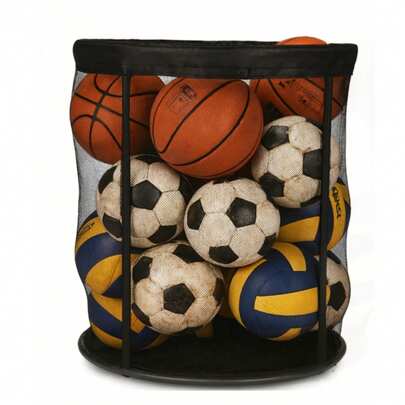 Large Sports Ball Storage Net Bag, Heavy Duty Mesh Ball Bag For Basketball, Football, Volleyball & Training Equipment, Portable Drawstring Ball Sack