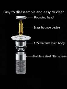 1pc Pop-Up Bathroom Sink Drain With Filter Basket - Anti-Odor, Durable Plastic, Push-Type Bounce Core For Vanity Washbasin, Includes Mesh Strainer, Christmas Decor - Multicolor - View 6