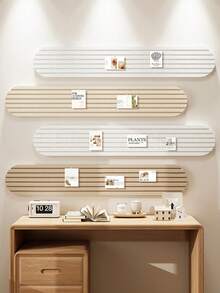 4pcs Set Decorative Bulletin Board, Self-Adhesive Wall Memo Board, Nordic Minimalist Felt Combination Display Board, Reusable Home/Office/Classroom Photo Wall Message Board, Polyester Felt Pin Board For Room Decor, Office Memo, Study Reminder, Entryway Key Holder, Vanity Jewelry Organizer - Stripe - View 1