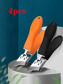 Modern Stainless Steel Toenail Clipper, 25° Angled Blades - Splash Resistant Design For Thick/Ingrown Nails, Ergonomic Non-Slip Handle, Black And Green (Holiday Green Handle) - Foot Care Tool