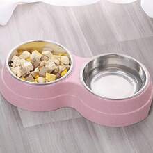 100ml Tazón de acero inoxidable de doble uso para mascotas, bebedero de agua para mascotas, tazón de plástico para perros y gatos - Multicolor - Ver 3