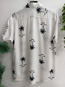 Men's Floral Hawaiian Beach Summer Shirt Short Sleeve Button Down 100% Viscose Fabric Shrinks A Little - 黑白 - 查看 3