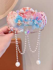 1 chiếc băng đô vương miện công chúa nàng tiên cá cho bé gái, phụ kiện đội đầu cho trang phục biểu diễn, phụ kiện tóc cài trán - Nhiều màu - Xem 3