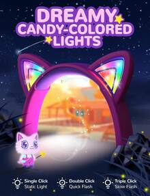 iClever HS25 Audífonos para niños Orejas de Gato, luz LED, Volumen  de 85 dBA, Sonido estéreo, Foldable 3.5mm, sobre la Oreja Audifonos niña, Escuela, Viajes, Rosa Fuerte - Rosa Fuerte - Ver 5