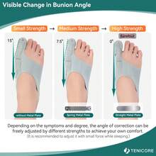 Tech Love 1 Pair Corrector Bunion  Toe Separator For Women Men, Toe Separator In Shoes With Gel Cushion Pads For Big Toe, Adjustable Toe Separator Sleeves With 4 PCS Fixing Plates For Day Night(Large) - 淺灰色 - 查看 3