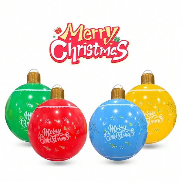 1 Peça Bola de Natal Inflável, Material de PVC com Bênção "Feliz Natal", Adequado para Decoração de Festa de Natal e Ano Novo Interna e Externa, Sem Necessidade de Eletricidade