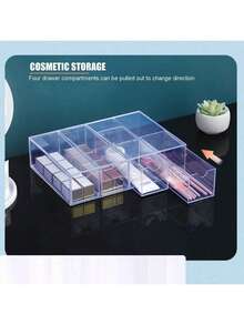 1 pieza Caja de almacenamiento de gafas y gafas de sol de 4 capas y 4 cajones semi-transparentes extraíbles, estuche de exhibición de escritorio apilable de 4 niveles a prueba de polvo, organizador de cajón de papelería