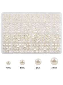 Pearl Beads Kit, Multiple Sizes Round Imitation Pearls Beads Kit For Jewelry Making, DIY Bracelet Earrings Necklaces Crafts, Friendship Birthday Gifts