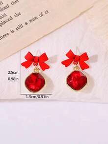 1 Paio di orecchini a fiocco rosso di design di nicchia minimalista, orecchini retrò di lusso ed eleganti adatti per le donne, San Valentino, matrimonio, uso quotidiano, festival