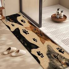 1 peça de pegada de gato, estampa gráfica de gato, série de tapetes longos, tapete interno, capacho, tapete de entrada, tapete de cabeceira para quarto, tapete de cozinha, tapete de cozinha, adequado para sala de estar, lavanderia, banheiro
