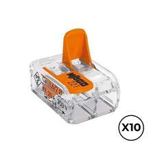 WAGO Quick Connector With Lever, 2 Conductors, Maximum Diameter 4 Mm², 450 V, 32 A, Transparent, 13.2 X 18.6 X 8.4 Mm. Contains 10 Units. - Orange - View 1