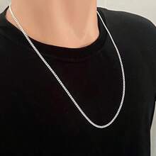 Men's Thin Silver Grumet Chain 2.5mm Double Link 925 Silver Plated - Silver - View 3