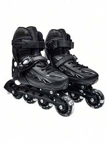 Patins Inline Black Tamanho M 34-37 Ajustável Juvenil - Dm Toys - Preto - Visão 4