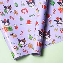 Sanrio 1 pieza Caja de regalo de Navidad de Sanrio, papel de embalaje con diseño de Meileti Kulomi Yugui Gou Katie Cat, papel de embalaje de regalo exquisito, papel couché grueso para embalaje de regalo universal, papel de embalaje de regalo con dibujos animados de animales lindos, embalaje de regalo de alta calidad