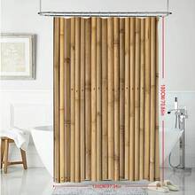 Elegant Bamboo Fence Shower Curtain - Waterproof & Anti-Fog, Includes Hooks, Machine Washable Polyester Bathroom DecorChristmas Decor
