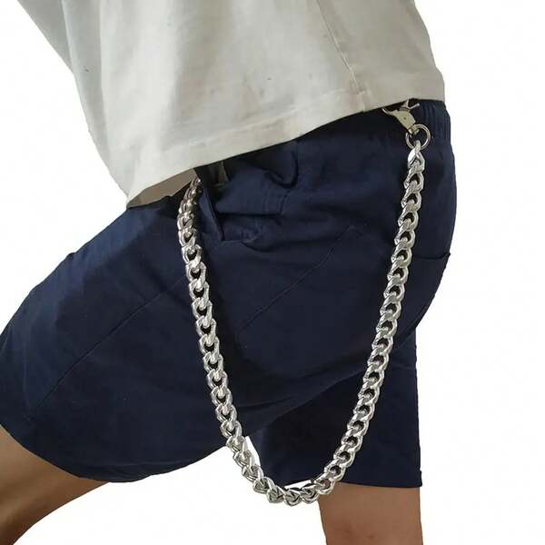 1pc Men's Punk Style Iron Wallet Belt Chain, Unplated Hop Keychain Jeans And Pants