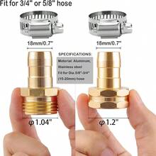 5 Set Garden Hose Repair Connector Kit With Clamps Fit For 3/4" Or 5/8" Garden Hose Fitting Male And Female Hose Adapter Water Hose Repair Kit - 適用於 3/4" 或 5/8" 軟管+5 套 - 查看 2
