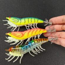 3 piezas Señuelos de pesca de camarón Avlcoaky Luminoso Jig de calamar Anzuelo Señuelo artificial de camarón y gamba