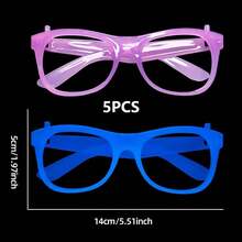 VINCAN 5 pièces Lunettes de fête fluorescentes et colorées - Lunettes lumineuses changeant de couleur, convient pour les bars, les KTV, les fêtes et les photomatons - Matériau plastique, sans alimentation requise - Sans plumes, accessoires amusants, décoration de fête fluo - Multicolore - Voir 16