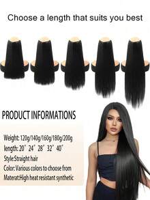 Long Straight Synthetic Hair Extension - Gold - View 7