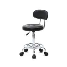 Black Round Adjustable Salon Stool With Back & Line Design – Comfortable & Sturdy – Ideal For Salons, Spas, Barber Shops, Home Studios – Easy Height Adjustment For Convenience - 黑色 - 查看 5