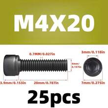 10件/20件/25件 M3/M4/M5/M6/M8/M10 15-60mm 长度 12.9级圆柱头内六角螺钉，高强度内六角螺钉 - 黑色 - 查看 37