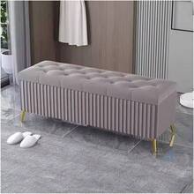 Modern Velvet Storage Ottoman with Golden, Upholstered Tufted Settee, End of Bed Entryway Storage Living RoomGreen, 100CM - Verde + 1P x 1An x 1Al cm - Ver 6