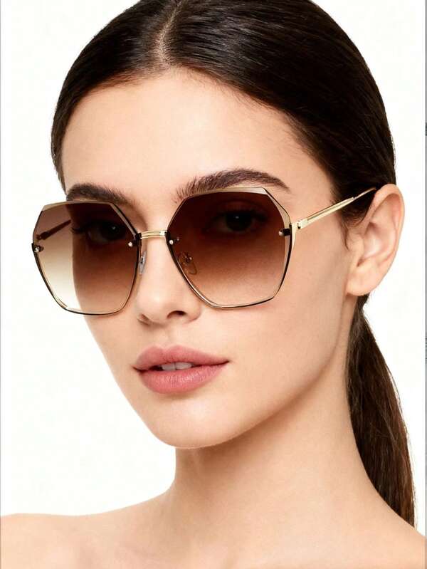 1 buc Ochelari de soare cu ramă transparentă pentru femei, ochelari de soare cu formă geometrică, pentru activități în aer liber