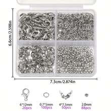 1盒金色圆环、龙虾扣、隔珠、压接珠，DIY珠宝制作材料，多功能工艺品 | 工艺材料，珠宝制作用品 - J62 - 查看 8