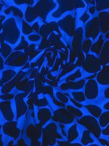 秋季新款豹纹高领修身长袖汗衫，冬季时尚优雅上衣 - 藍色和黑色 - 查看 2