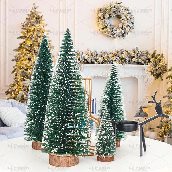1pc 3 Sizes Artificial Mini Christmas Tree, Christmas Decorations, Artificial Christmas Ornaments, Christmas Table Decorations With Wooden Base Suitable For Living Room, Bathroom, Bedroom, Restaurant Christmas Party Home Desktop Tree Decorations Home Decor Room Decor