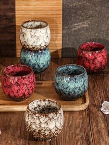 1 pièce Tasse à thé Gongfu en céramique cuite au four, petite tasse à thé en forme d'œuf, convient pour l'extérieur, les banquets, les cadeaux, le jardin