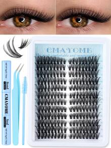 216/192 szt. puszystych, pojedynczych rzęs w kształcie litery D, kocie oko, do łączenia na lewą i prawą stronę, pojedyncze rzęsy 80/100D DIY, bardzo grube, naturalne, trwałe, ultralekkie, ultramiękkie, wielokrotnego użytku, zestaw do przedłużania rzęs, klej i uszczelniacz, pęseta do rzęs, szczoteczka do rzęs, odpowiednie dla początkujących, do użytku domowego, na co dzień, na imprezy, w podróży i na festiwale muzyczne