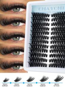 216/192 szt. puszystych, pojedynczych rzęs w kształcie litery D, kocie oko, do łączenia na lewą i prawą stronę, pojedyncze rzęsy 80/100D DIY, bardzo grube, naturalne, trwałe, ultralekkie, ultramiękkie, wielokrotnego użytku, zestaw do przedłużania rzęs, klej i uszczelniacz, pęseta do rzęs, szczoteczka do rzęs, odpowiednie dla początkujących, do użytku domowego, na co dzień, na imprezy, w podróży i na festiwale muzyczne