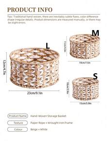 1pc Handwoven Storage Basket, Multipurpose Desktop Organizer Box, Living Room Storage Bin, Can Store Snacks, Toys, Keys And Small Items, Bohemian Geometric Woven Basket, Wooden Rattan Planter Stand, Mixed Natural Rope Decor, Creates Coastal Ambiance. - square - View 5