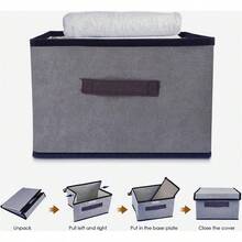 Cajas de Almacenamiento, Cajones Organizadores 8pcs, Closet Organizador de Ropa de Tela Plegables con Tapas, Cestas de Lino Cubo para Ropa Juguetes Libros Armario Dormitorio - Gris - Ver 6