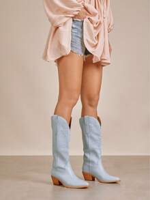 MI.IM ADEL - Festival Chunky Heeled Cowboy Cowgirl Boots - Blue - View 2