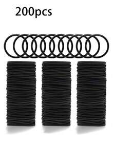 200/100/50/30/20 Pieces Black Hair Ties For Thick And Curly Hair Ponytail Holders Hair Elastic Suitable For Daily Life Hair, Tie Hair, Christmas Make-Up, Bride Make-Up, Outdoor Hair, Shower And Elastic Band Hair Rubber Bands Hair Rope ,Party ,Home,Skincare Accessories