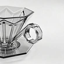 1 pieza Taza de filtro de café hecha a mano, octagonal de diamante, mango anti-escaldadura, material PCTG reforzado, alta transparencia, embudo de taza de filtro de café, ranura de desviación cónica triangular, olla de compartir ajustada, durable, resistente a caídas y fácil de limpiar, utensilios de café profesionales simples y de alta calidad