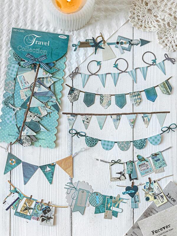 MOCARD 10pcs/Pack Retro Decorative Colorful Striped Stickers, Creative Aesthetic Sticker Art, DIY Decoration Collage Craft Material, Holiday Gift, Personalized Scrapbooking School Supplies