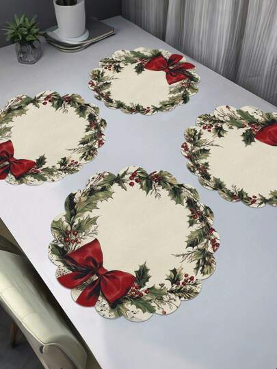 4 pezzi di sottopiatti a tema natalizio con motivi di omini di pan di zenzero, Babbo Natale e ghirlande, per decorazioni invernali da tavola e feste, decorazioni natalizie, sottopiatti natalizi, accessori da tavola natalizi, decorazioni da tavola natalizie