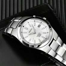 Seiko Ceas bărbătesc cu cuarț - stil business casual, curea metalică, sticlă minerală, rezistență la apă 100 m, afișaj dată SKA397J1/SKA393J1