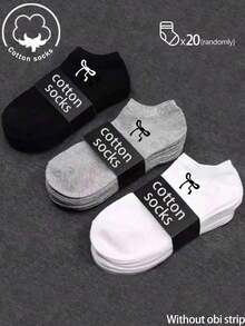 20/10/5/3/1 Pares de Meias de Algodão Masculinas, Meias Curtas, Meias Invisíveis, Design Anti-Deslizante de Linha Dupla, Branco/Preto, Meias Baixas, Meias Tornozelo, Absorvente de Umidade, Macias e Respiráveis, Adequadas para Negócios, Casual, Casa, Esportes, Estilo Universitário, Todas as Estações, Entrega de Cores Aleatórias