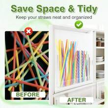Soporte de paja acrílico para puerta de gabinete con cepillo para polvo de pajita ganchos adhesivos y adhesivos pajitas de vaso reutilizables organizador de almacenamiento dispensador de pajitas - Por supuesto - Ver 4