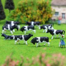 Farm Animals Figure Set36PCS 1:87 Well Painted Model Cows And Figures For HO Scale Model Train Scenery Layout Miniature Landscape New