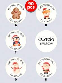 من 1 إلى 150 ملصق شخصي لعيد الميلاد، ملصقات هدايا عيد الميلاد المخصصة، ملصقات هدايا دائرية مخصصة بالنص - مناسبة لتغليف هدايا العطلات، ديكورات العطلات، ملصقات مغلف العطلات، ملصقات تغليف الحلوى والأطعمة، ملصقات أزياء لاصقة