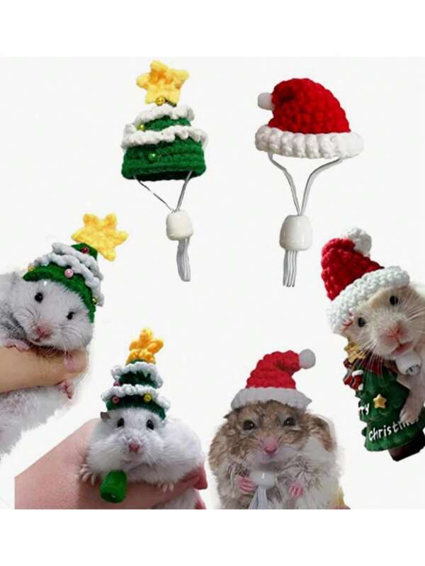 قبعة عيد الميلاد المصنوعة يدويًا للحيوانات الأليفة، قبعة حفلة صغيرة، قبعة مصنوعة يدويًا مطرزة بشجرة عيد الميلاد للببغاء