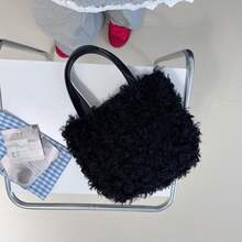 Fashionable Plush Tote Bag For Girls, Bucket Handbag - A - View 8