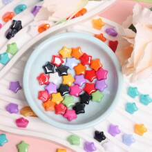 20Pcs/Bag Little Stars Shaped Loose Beads Necklace Key Chain Making DIY Jewelry Beaded Materials - 黑色 - 查看 4